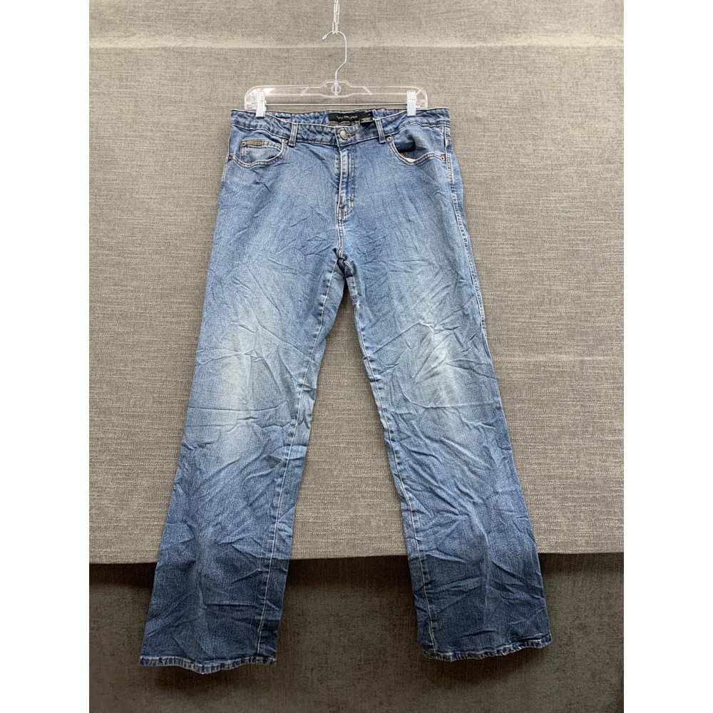Calvin Klein Jeans Womens 14 Blue Denim Stretch Light Wash Slim Fit Bootcut Leg